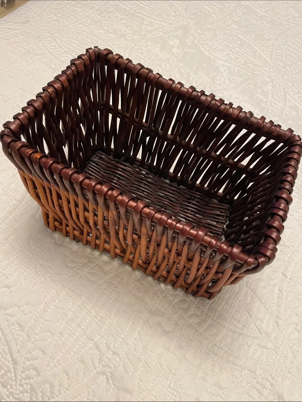 Auburn Woven Wicker Rectangular Basket Bin Storage Container Decor